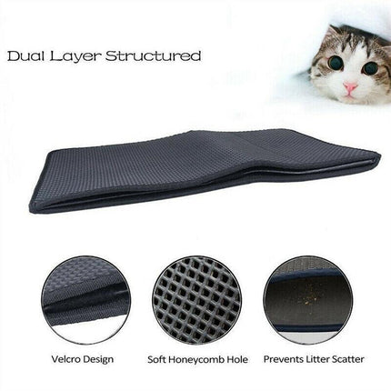 Double-Layer Cat Litter Mat Waterproof Trapper Foldable Pad Pet Rug Home UrineAU - Aimall