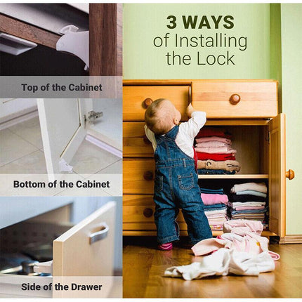 30PCS Magnetic No Drilling Cabinet Drawer Cupboard Baby Kids Safety Locks AU - Aimall