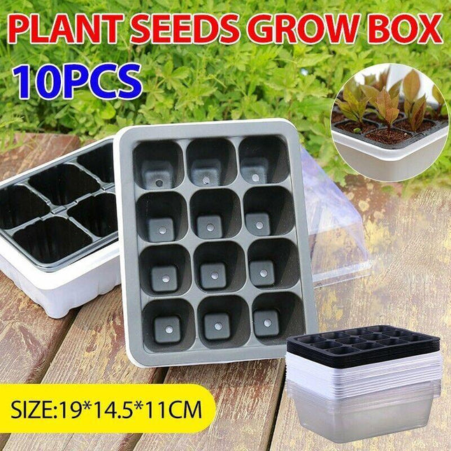 10 Plant Seeds Grow Box Propagation Nursery Garden Seedling Starter Tray 12 hole - Aimall