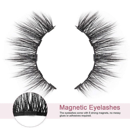 Magnetic False Eyelashes Natural Eye Lashes Extension Liquid Eyeliner Tweezer AU - Aimall