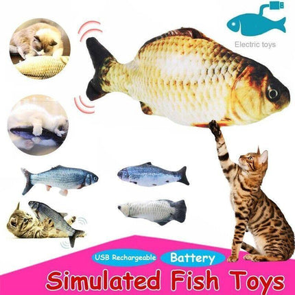 Electric Dancing Fish Kicker Cat Toy Wagging Realistic Moves USB Rechargeable AU - Aimall