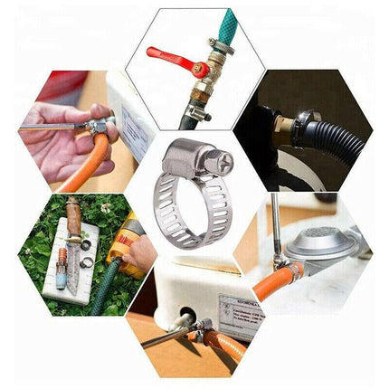 Stainless Steel Hose Clamps Clips Range Worm Gear Pipe Clamp Kit AU STOCK 91PCS - Aimall