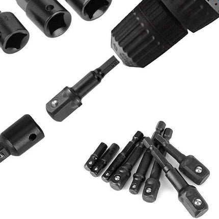 8X Drill Socket Adapter Set Impact Nut Driver Hex Extension Bits 1/4" 3/8" 1/2" - Aimall