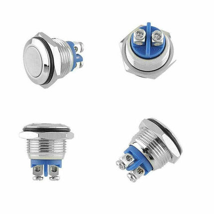 16mm Convex Head Metal Push Button Momentary ON/OFF Horn Switch Start High Flush - Aimall