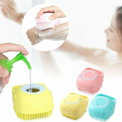 Pet Massage Bath Brush For Dog Cat Shampoo Dispenser Silicone Scrubber Wash Tool - Aimall