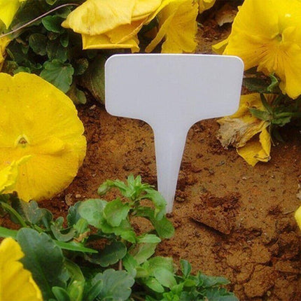 T-type Plant Labels Flexible Plastic Garden Tags Nursey Seeding Marker Pen White - Aimall