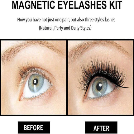 Magnetic False Eyelashes Natural Eye Lashes Extension Liquid Eyeliner Tweezer AU - Aimall