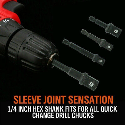 8X Drill Socket Adapter Set Impact Nut Driver Hex Extension Bits 1/4" 3/8" 1/2" - Aimall