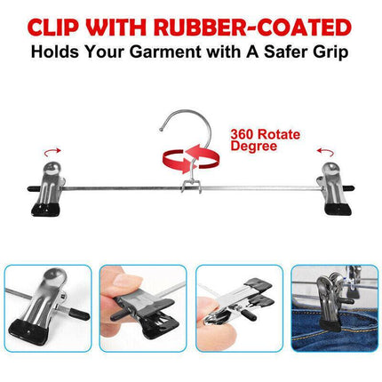 Metal Clip Hangers Trouser Skirt Coat Pants Bulk Clothes Clothing Coathangers AU - Aimall