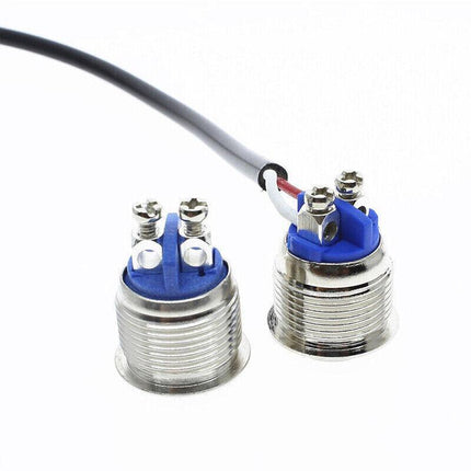 16mm Convex Head Metal Push Button Momentary ON/OFF Horn Switch Start High Flush - Aimall