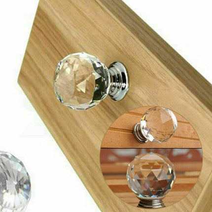 Door Knobs Handle Pull Clear Crystal Glass Knob Drawer Cabinet +Screw 30mm 40mm - Aimall