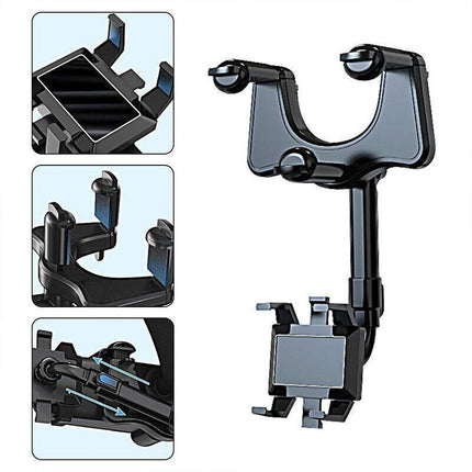 360° Rotatable And Retractable Car Phone Holder Rearview Mirror Multifunctional - Aimall