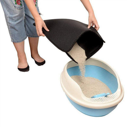 Double-Layer Cat Litter Mat Waterproof Trapper Foldable Pad Pet Rug Home UrineAU - Aimall