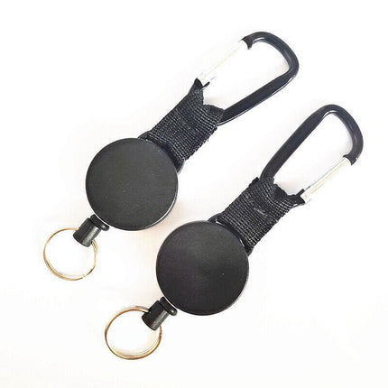 2 X Retractable Stainless Steel Keyring Pull Ring Key Chain Recoil Heavy Duty AU - Aimall