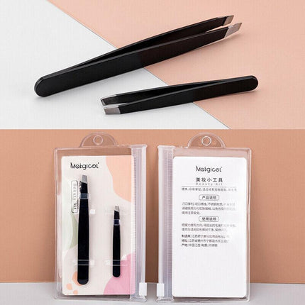 STAINLESS STEEL Hair Eyebrow TWEEZERS Plucker Puller Beauty Nail Slanted Tip AU - Aimall