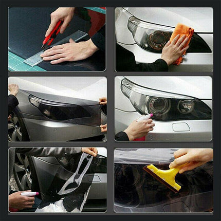 Light Smoke Black 2Mx30CM Car Headlight Tint Wrap Tail Fog Light Vinyl Wrap Kit - Aimall