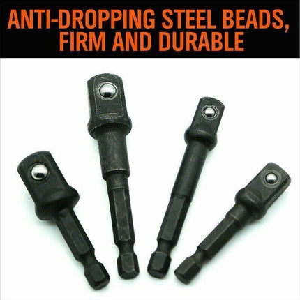 8X Drill Socket Adapter Set Impact Nut Driver Hex Extension Bits 1/4" 3/8" 1/2" - Aimall