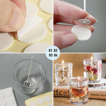 100 /200 Pcs Candle Wick Stickers Heat Resistance DIY Candle Making Double-Sided - Aimall
