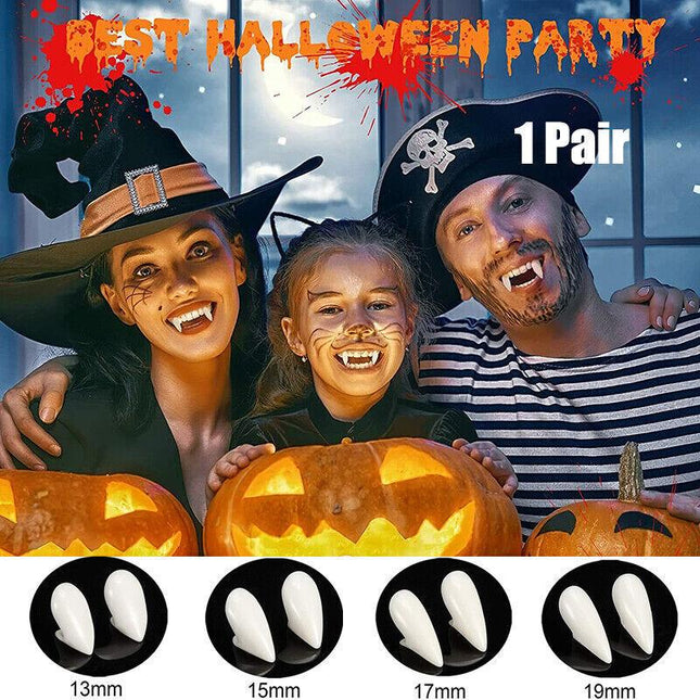 2x Halloween Vampire Teeth Costume Fangs Fake Teeth Cosplay Party Prop AU - Aimall
