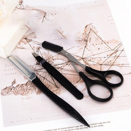 3PCS/Set Eyebrow Trimming Eyelash Brush Folding Tweezer Portable Makeup Tools AU - Aimall
