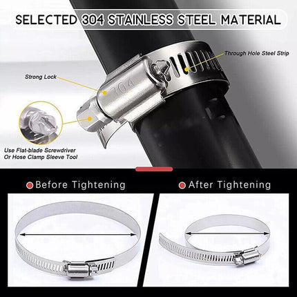 Stainless Steel Hose Clamps Clips Range Worm Gear Pipe Clamp Kit AU STOCK 91PCS - Aimall