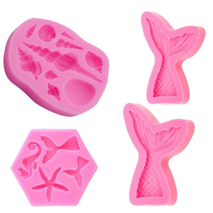 Mermaid Tail Sea Shell Silicone Cake Fondant Sugarcraft Mould Chocolate Mold AU - Aimall