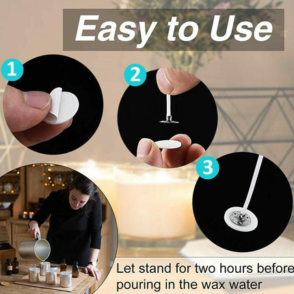 100 /200 Pcs Candle Wick Stickers Heat Resistance DIY Candle Making Double-Sided - Aimall