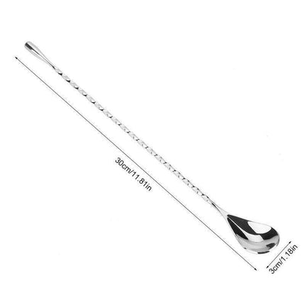 Stainless Steel Bar Wine Cocktail Mixing Twist Spoon Long Handle Drink Stirring - Aimall