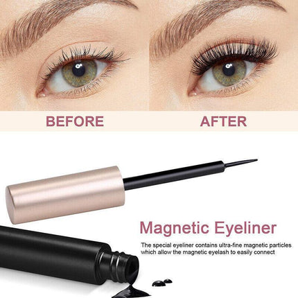 Magnetic False Eyelashes Natural Eye Lashes Extension Liquid Eyeliner Tweezer AU - Aimall