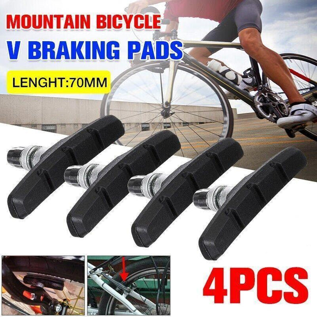 4PCS Mountain Bicycle V Braking Pads Blocks Shoes for Bike V Brake System Black - Aimall