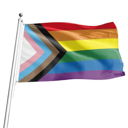 90x150cm Progress Pride Rainbow Flag Gay Lesbian LGBTQ Mardi Gras Party Banner - Aimall