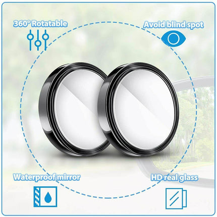 2x Blind Spot Car Mirror 360?? Wide Angle Adjustable Rear Side View Convex White - Aimall