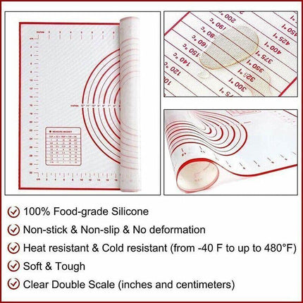 Non-Stick Silicone Baking Mat Rolling Cake Dough Scale Pastry Clay Fondant Sheet - Aimall