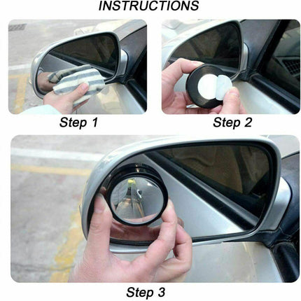 2x Blind Spot Car Mirror 360?? Wide Angle Adjustable Rear Side View Convex White - Aimall