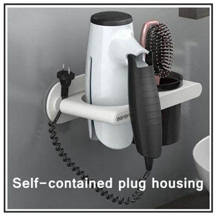 Bathroom Mounted Wall Suction Cup Hair Dryer Holder Hanger Shelf Rack Storage AU - Aimall