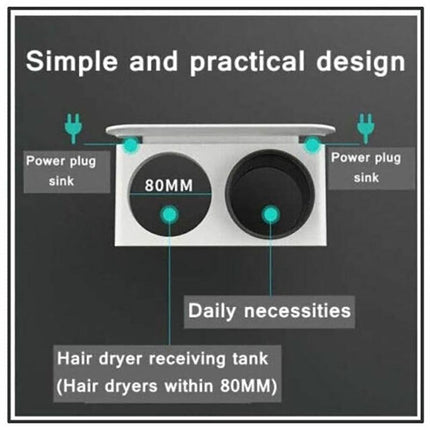 Bathroom Mounted Wall Suction Cup Hair Dryer Holder Hanger Shelf Rack Storage AU - Aimall