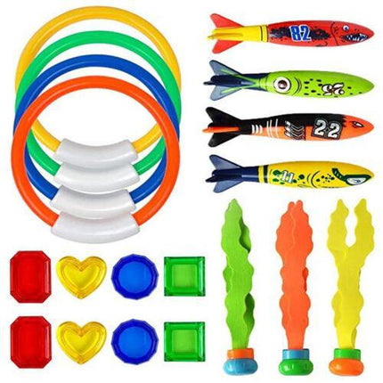 Underwater Swim Pool Diving Toys Summer Swimming Dive Toy Sets Water RIng Sticks - Aimall