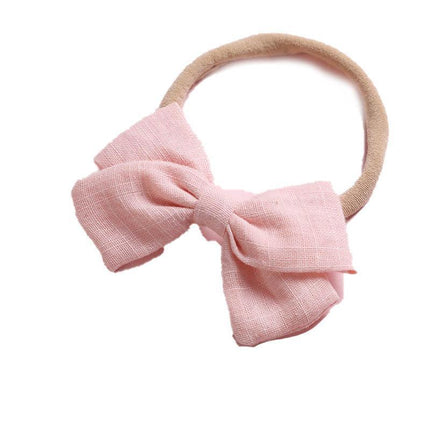 2 PCS Baby Girl Infant Toddler Linen Elastic Bow Hairband Headband Hair Clip AU - Aimall