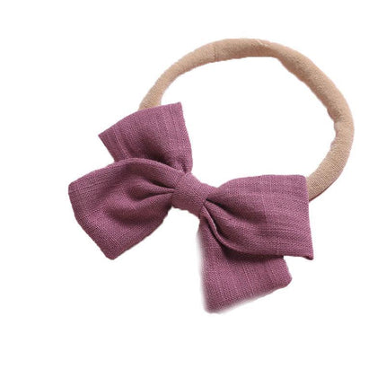 2 PCS Baby Girl Infant Toddler Linen Elastic Bow Hairband Headband Hair Clip AU - Aimall