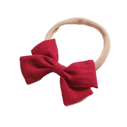 2 PCS Baby Girl Infant Toddler Linen Elastic Bow Hairband Headband Hair Clip AU - Aimall