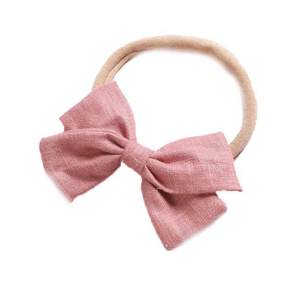 2 PCS Baby Girl Infant Toddler Linen Elastic Bow Hairband Headband Hair Clip AU - Aimall