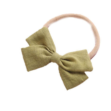 2 PCS Baby Girl Infant Toddler Linen Elastic Bow Hairband Headband Hair Clip AU - Aimall