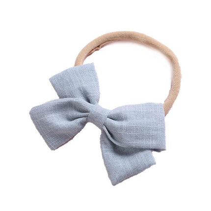 2 PCS Baby Girl Infant Toddler Linen Elastic Bow Hairband Headband Hair Clip AU - Aimall