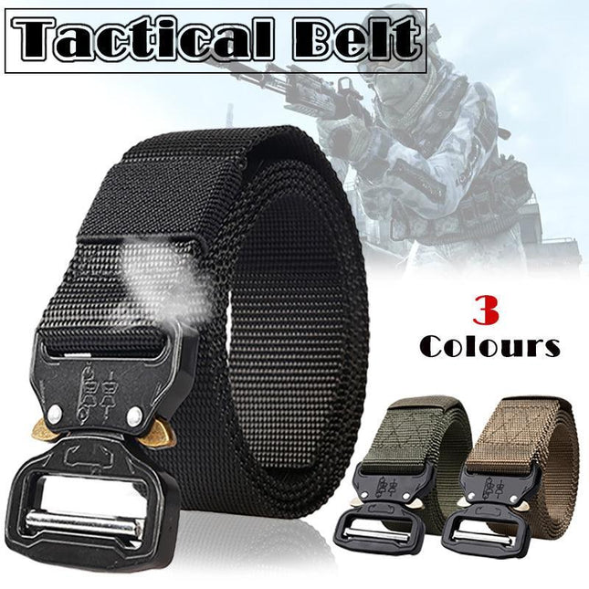 Mens Canvas Outdoor Tactical Belt Heavy Duty Army Waist Web Waistband Strap Hot - Aimall