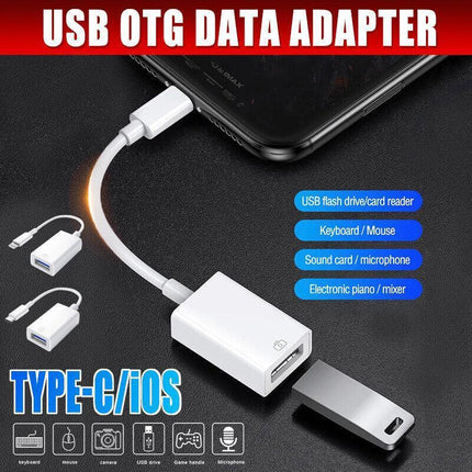 For iPhone or Type C to USB OTG Data Cable Adapter Male 3.0 A Female Converter - Aimall