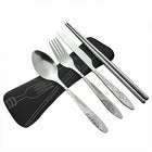 4 Pcs Cutlery Travel Knife Fork Portable Bag Stainless Steel Spoon Chopstick Set - Aimall