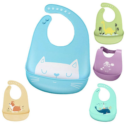 Baby Feeding Bib Apron Smock Waterproof Silicon Easy Clean 0-6 Toddler Kid Pouch - Aimall