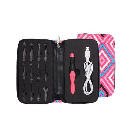 11in 1 LED Light Up Crochet Hooks Set USB Knitting Needles Weave Sewing Tools AU - Aimall