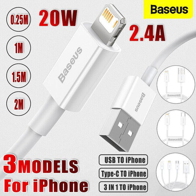 Baseus 3 in 1 Multi USB Type C PD 20W Cable Fast Charging Charger for iPhone AU - Aimall