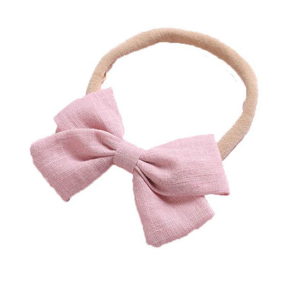 2 PCS Baby Girl Infant Toddler Linen Elastic Bow Hairband Headband Hair Clip AU - Aimall